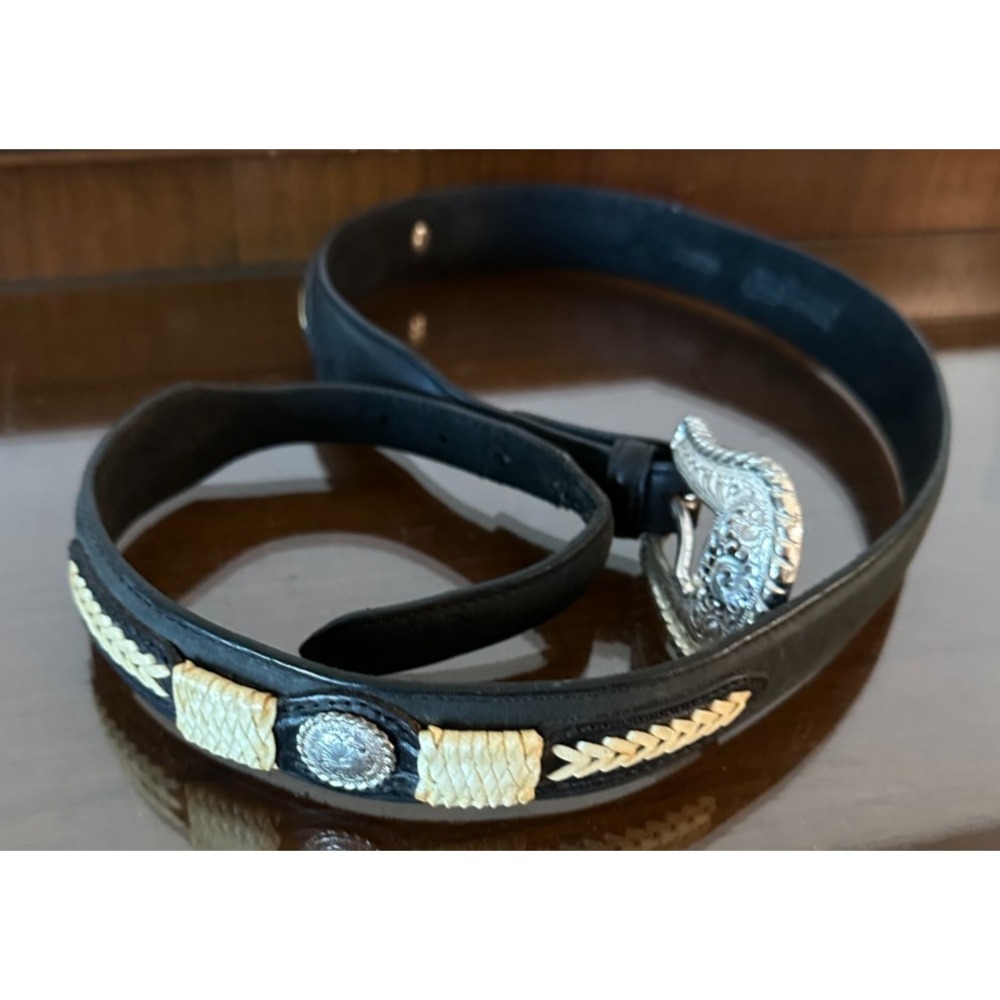 Western Cowboy belt Justin Brown‎ 38" 702 Black Top Grain Cowhide